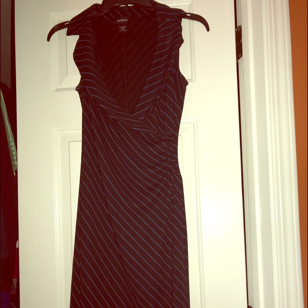 Express black dress with blue stripes